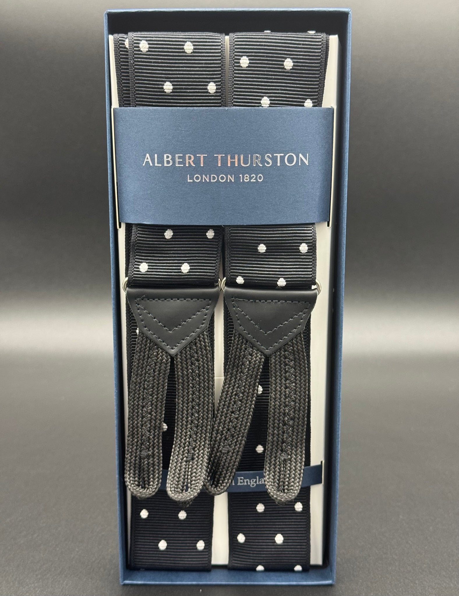 Albert Thurston bretelle Nero/Pois Bianco